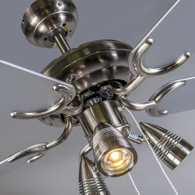 Вентилатор за таван стоманен 110 см 3 светлини с въже - Mistral