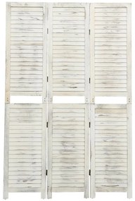 338570 vidaXL Параван за стая, 3 панела, антично бяло, 105x165 cм, дърво