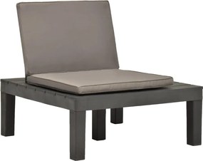 48826 vidaXL Градински лаундж стол с шалте, пластмаса, антрацит