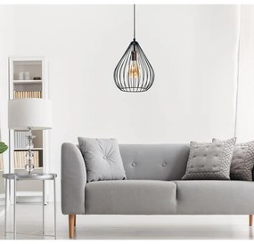 Черно висящо осветително тяло с метален абажур ø 24 cm – Opviq lights