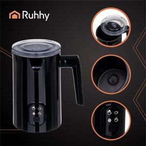 Разпенител за мляко Ruhhy 400 W - електрически уред за млечна пяна, черен