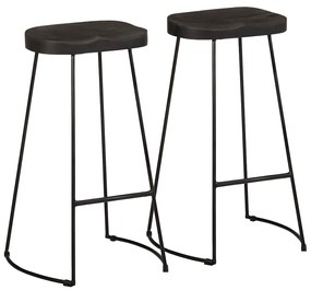 4013527 vidaXL Бар табуретки, 2 бр, черни, 45x40x78 см, мангово масив дърво