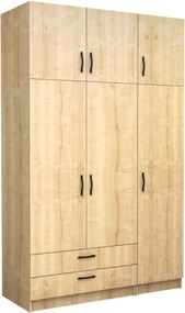 Шкаф с три врати от меламин Victoria с шкафче в цвят дъб 150x60x240см.