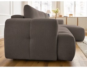 Кафяво-сив сгъваем/с място за съхранение ъглов диван (десен ъгъл) Fuji – Bobochic Paris