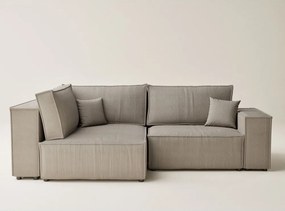 Бежов сгъваем/с място за съхранение ъглов диван от рипсено кадифе (ляв ъгъл/L форма) Tonga – Maison de Rêve