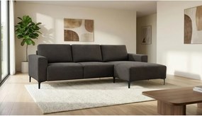 Антрацитен шенилов ъглов диван (десен ъгъл) Fabian – Scandic