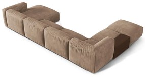 Светлокафяв кадифен модулен ъглов диван (ляв ъгъл/U форма) Martina – Micadoni