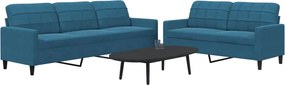 3278480 vidaXL Комплект дивани от 2 части с възглавници, син, кадифе