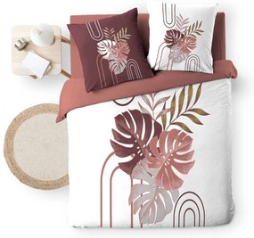 Бяло/розово двойно удължено памучно спално бельо 240x220 cm Astria – douceur d'intérieur