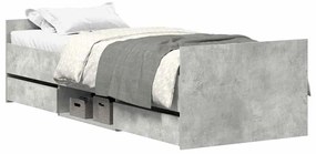 3203799 vidaXL Рамка за легло с горна и долна табла, бетонно сива, 100x200 см