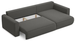 Тъмносив кадифен разтегателен ъглов диван с място за съхранение (десен ъгъл) Kapua – Makamii