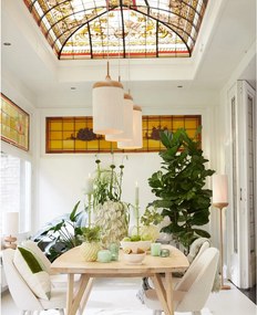 Висящо осветително тяло в естествен цвят с текстилен абажур Dania – Light &amp; Living