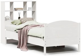 3323123 vidaXL Легло с етажерка за книги, без матрак, 90x200 см, бор масив