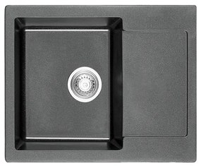 Кухненска мивка ICGS 8220GRAY, Inter Ceramic, гранит, с плот, със сифон, 62x50см