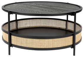 Kръгла масичка за кафе в черен и естествен цвят ø 80 cm Makoto – White Label