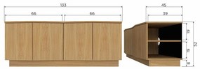 Маса за телевизор от масивен дъб в естествен цвят 133x52x45 cm Zuma – WOOOD