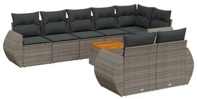 3257425 vidaXL Градински комплект диван с възглавници 9 части сив полиратан