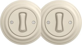 Kliklap - Двоен ретро еднополюсен ключ с рамка №1 бежов