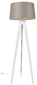 Модерен трипод бял с платнен абажур таупе 45 см - Tripod Classic