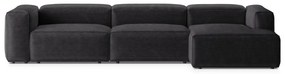 Тъмносив ъглов диван от рипсено кадифе (десен ъгъл) Bergano – Cosmopolitan Design