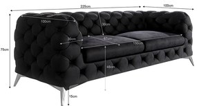 Черен кадифен диван 225 cm Chelsea – Ropez