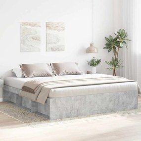 3203883 vidaXL Рамка за легло, бетонно сиво, 180x200 cм, Super King Size