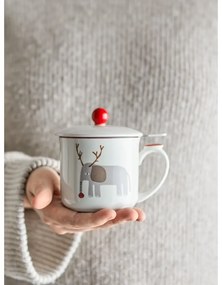 Кремава глинена чаша с коледен мотив с цедка 300 ml Valentin – Bloomingville