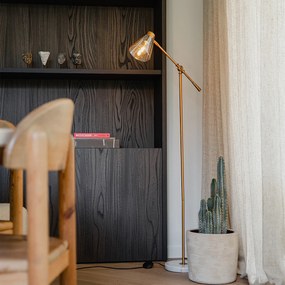 Подова лампа в стил Арт Деко бронз с мрамор и кехлибарено стъкло - Nina