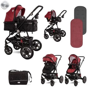 Комбинирана детска количка LORA SET LORELLI - Luxe Red ELEPHANTS