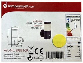 Lampenwelt - LED Екстериорна лампа със сензор LED/10W/230V IP44