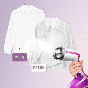 Уред за гладене с пара Oliver Voltz OV51051A, 1000W, 280мл, 10г/мин, Бял/розов