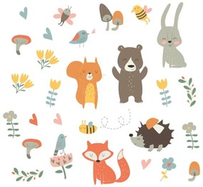Комплект стикери за стена Забавни скандинавски животни - Ambiance