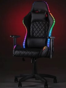 Стилен ергономичен геймърски стол с LED осветление