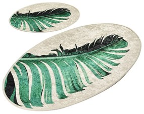 Зелени-бежови килими за баня в комплект от 2 бр. 60x100 cm Floret – Foutastic