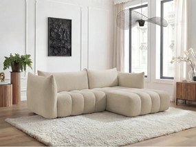 Бежов ъглов диван от прежда с примки от букле (десен ъгъл) Azra – Bobochic Paris