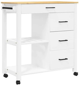 376117 vidaXL Кухненска количка "MONZA" 84x40x88,5 см борово дърво масив