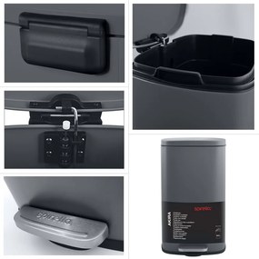 Тъмносиво стоманено кошче за боклук с педал 50 l Akira – Spirella