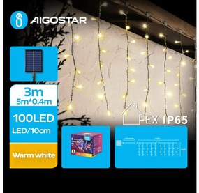 Aigostar - LED соларен коледен гирлянд 100 LED, 8 функции, IP65, топло бяло