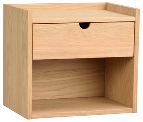 Висящо нощно шкафче с рафтове, изработено от дъбова дървесина в естествен цвят Hillmond - Rowico