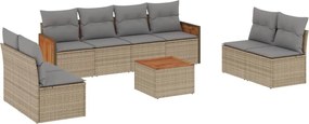 3259980 vidaXL Градински комплект диван с възглавници 9 части бежов полиратан