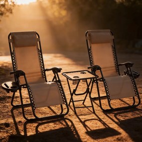 Комплект от 2 градински стола с маса - бежов