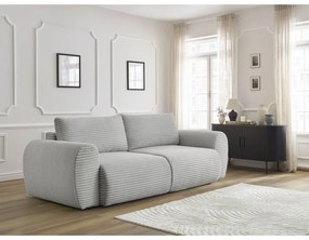 Светлосив разтегателен диван от рипсено кадифе 257 cm Lucien – Bobochic Paris