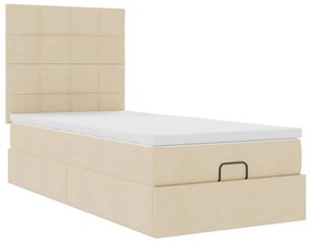 3313138 vidaXL Османска легло с матрак, кремаво, 100x200 см, плат