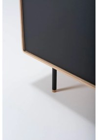 Черен/естествен нисък скрин от масивен дъб 118x100 cm Fina – Gazzda