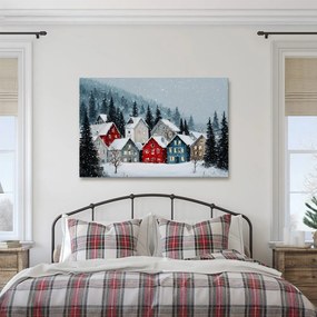 Картина на платно – Коледно селце под снежна покривка