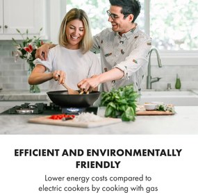 Klarstein Goldflame 4, газов котлон, 4 месингови горелки, стъклокерамика, черен