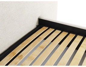 Кремаво тапицирано двойно легло с място за съхранение и решетка 140x200 cm Walter - Milo Casa