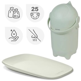 Nattou - Кош за пелени и постелка за преповиване SOFTY 50x70 см зелен