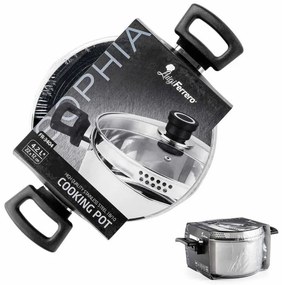 Тенджера Luigi Ferrero Sophia FR-3404, 22x12 см, 4.2 л, Стомана 18/10, Стъклен капак, Индукция, Инокс