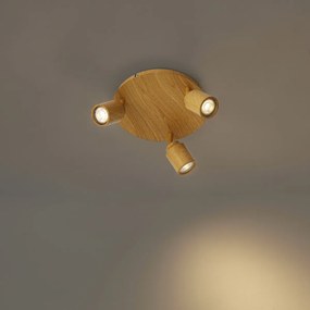 Japandi плафон светло дърво с регулируеми спотове 3-лампи IP44 - Ducha